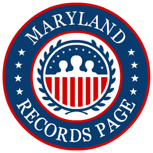 A red, white, and blue round logo with the words Maryland Records Page